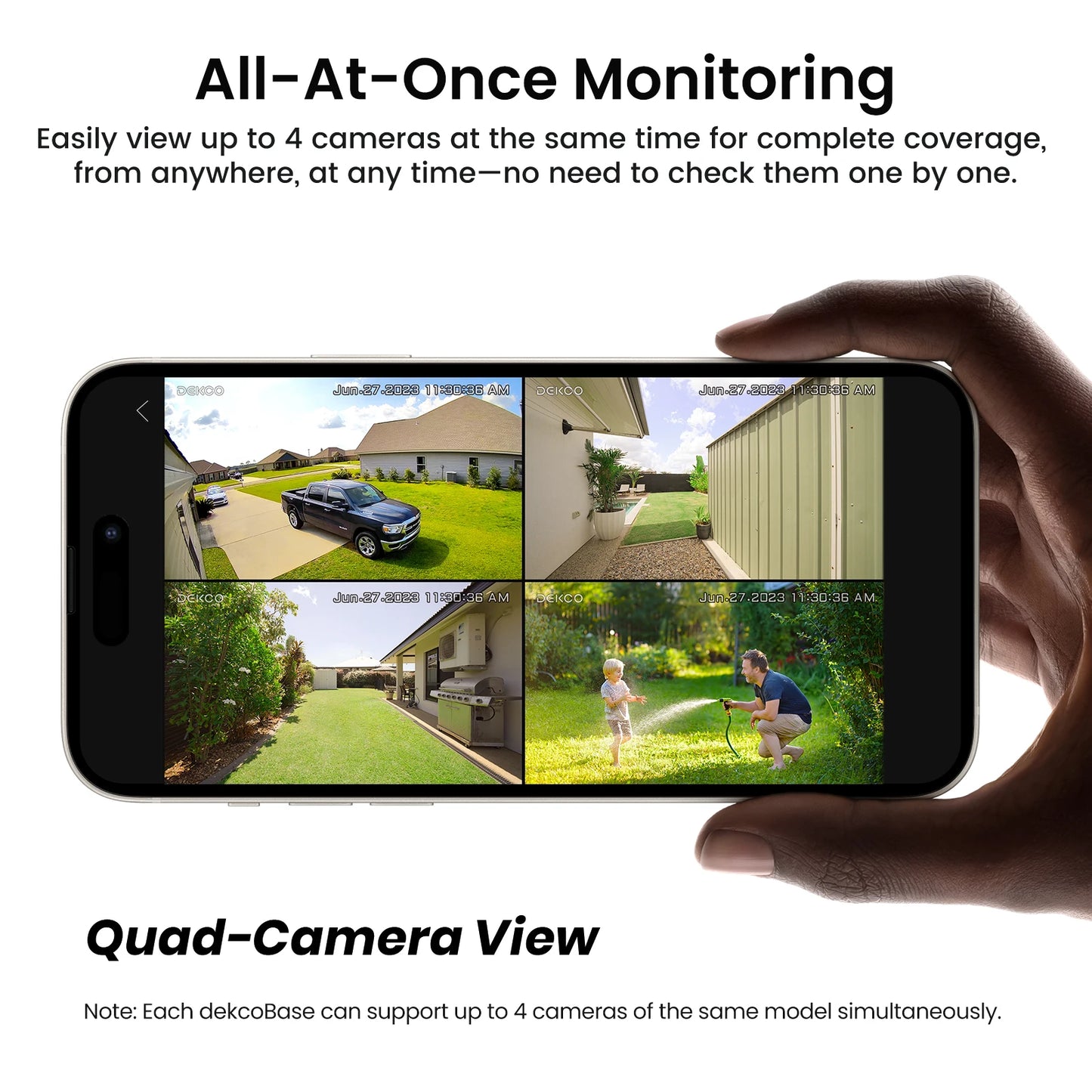 DEKCO 5MP Wireless Solar Camera System Quad Kit Night Vision