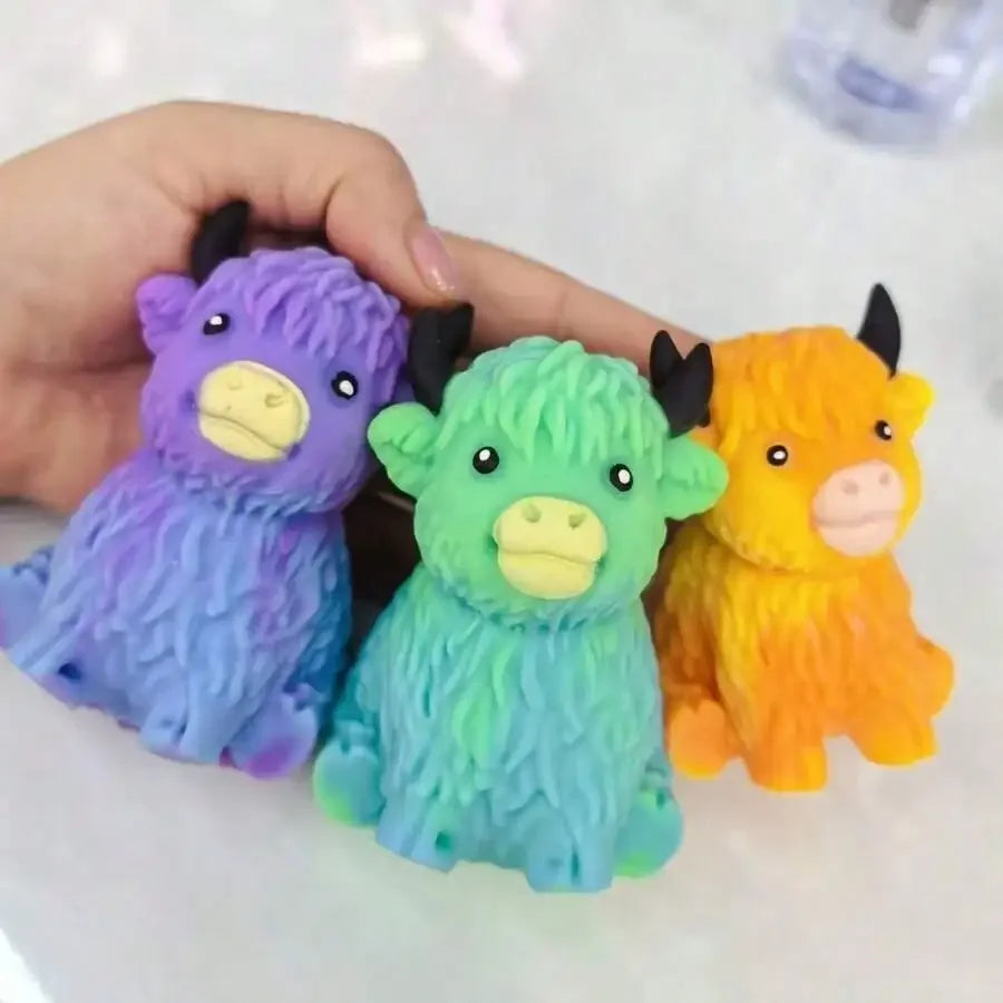 Scottish Highland Cow Squishy Fidget Toy Slow Rebound Anxiety Relief