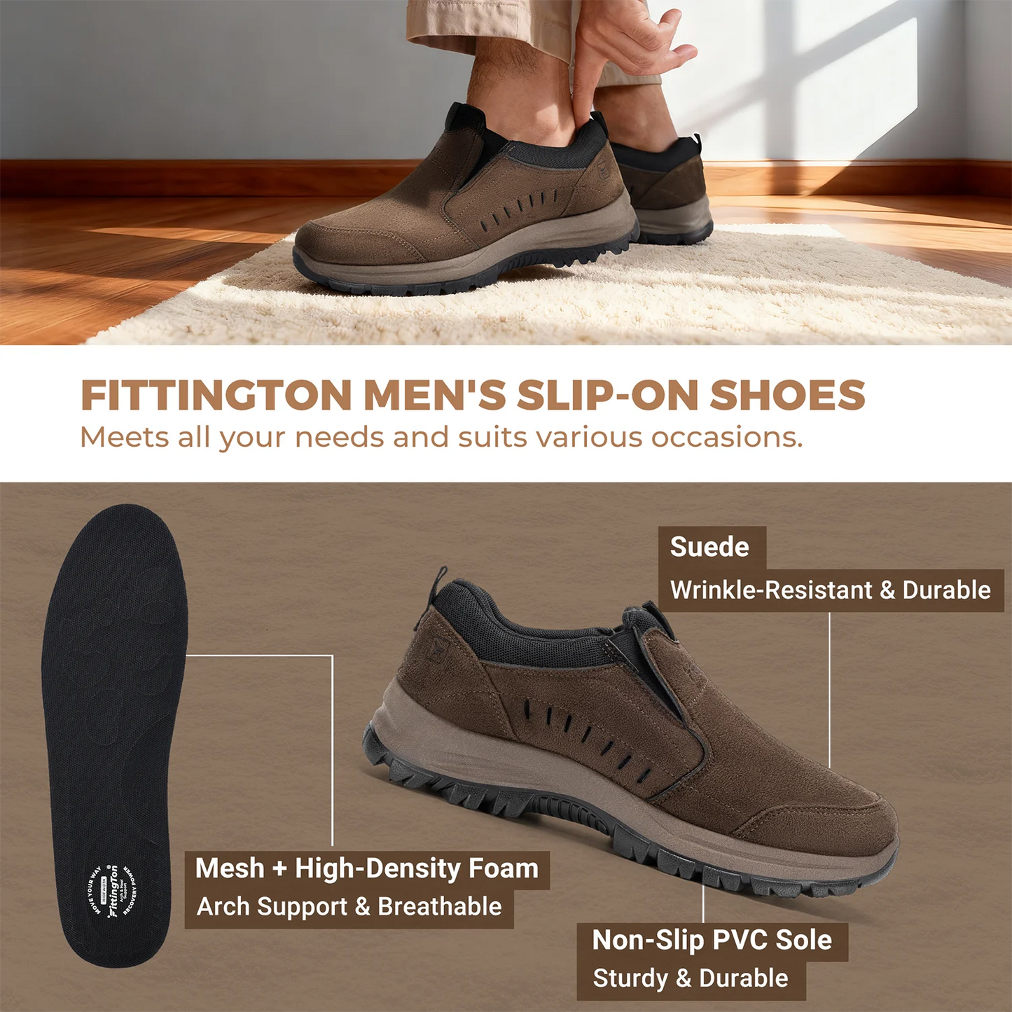 Men Slip On Loafers For Business Casual Comfort Arch Support
