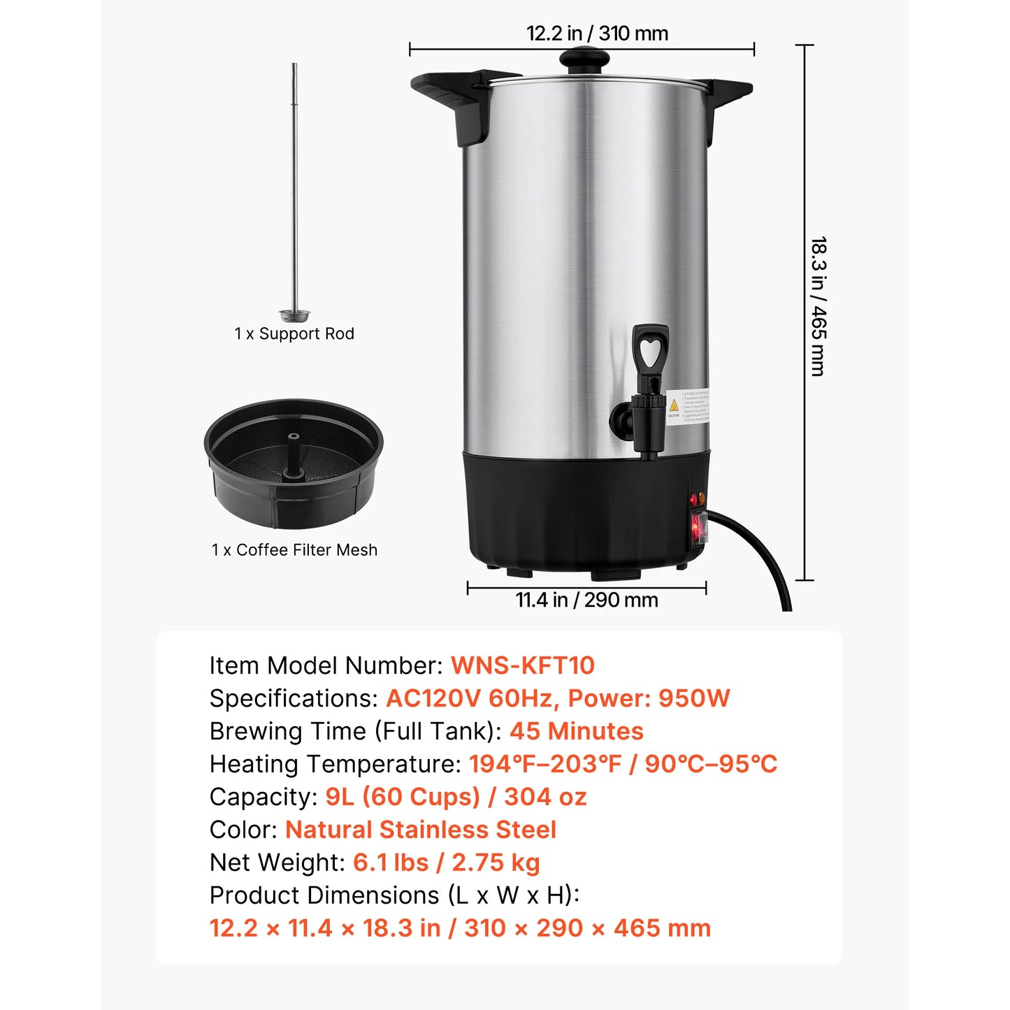 SucceBuy Commercial Coffee Urn Quick Brews Dripless Faucet For Catering