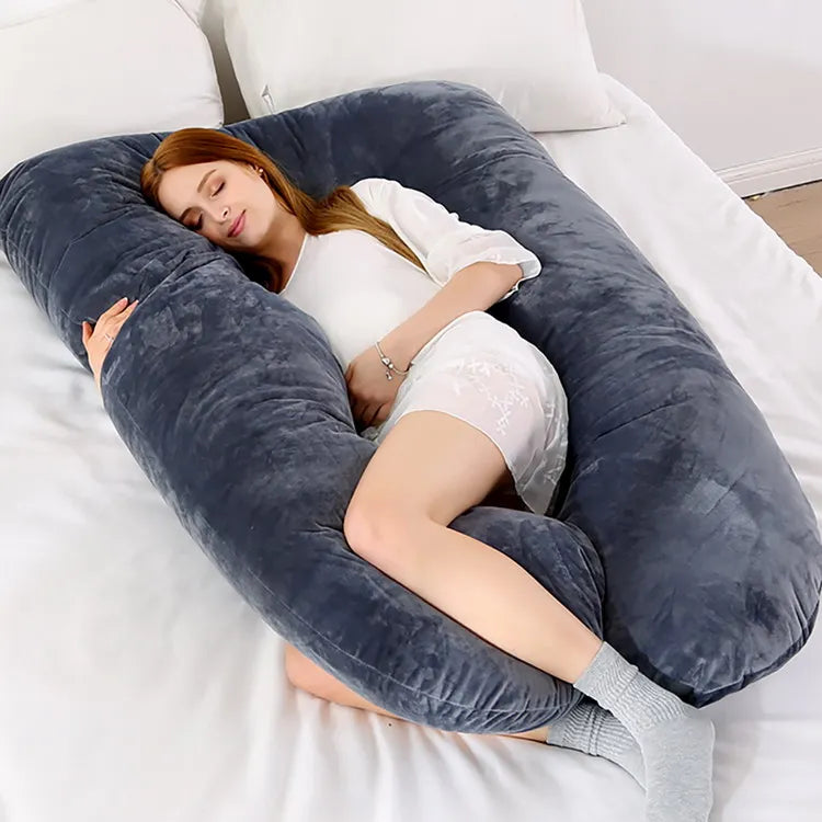 U Shaped Pregnancy Pillow Soft Fleece Full Body Support Cushion