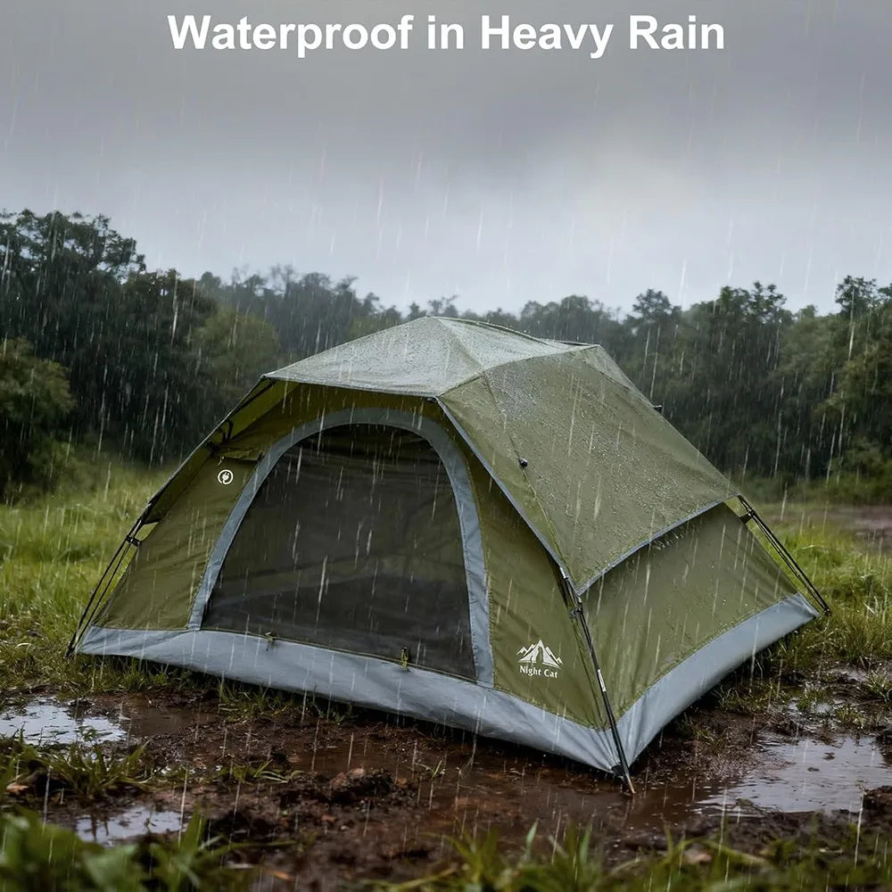 Night Cat Waterproof Double Layer Tent Rainfly Easy Clip Setup