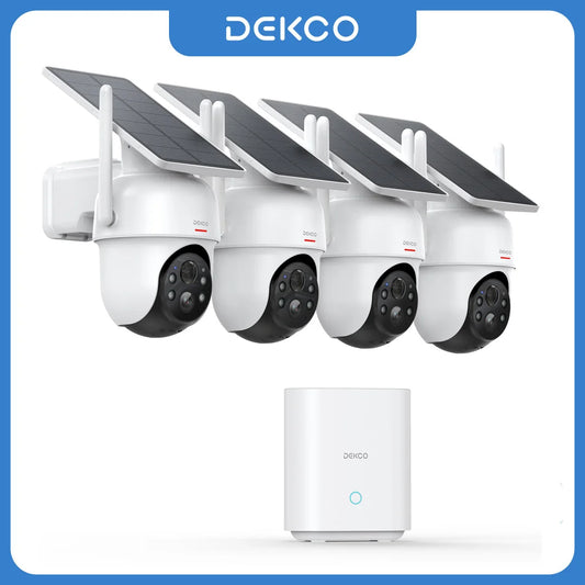 Dekco 3MP Solar Camera System 4Cam Wireless Alexa PTZ