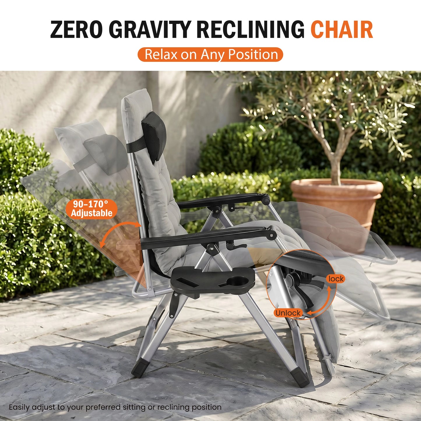 JHK Zero Gravity Reclining Camping Lounge Chair