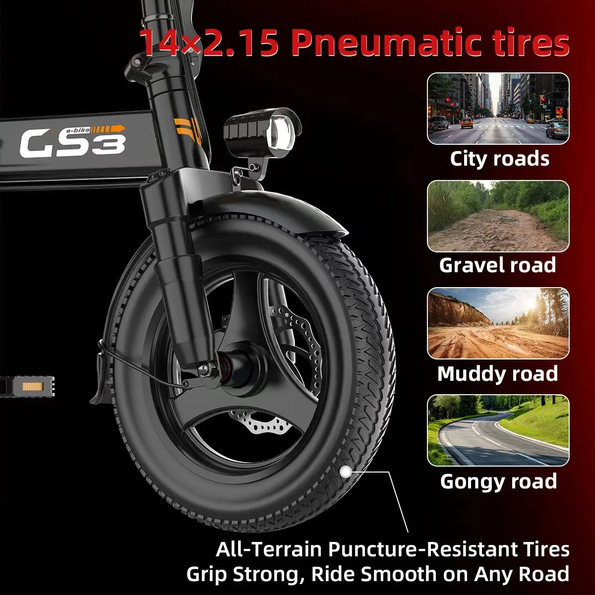 UPlee GS3 14 Inch Lightweight Folding Electric Bike