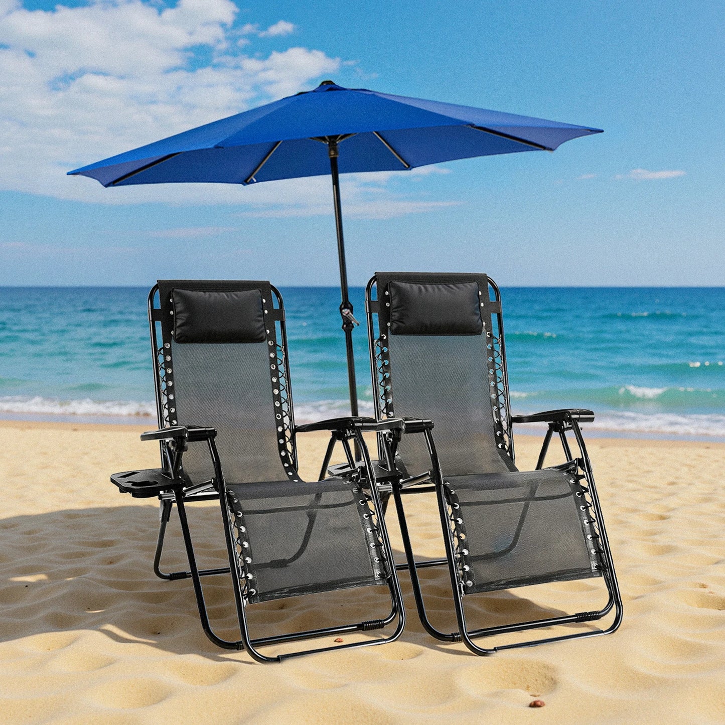 JHK Zero Gravity Portable Recliner For Outdoor Patio Cup Holder