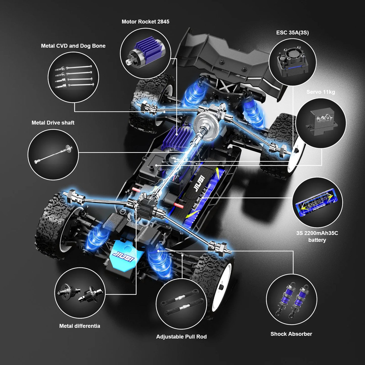 JIUSI WB12 PRO Brushless Remote Control Off Road 4WD Car