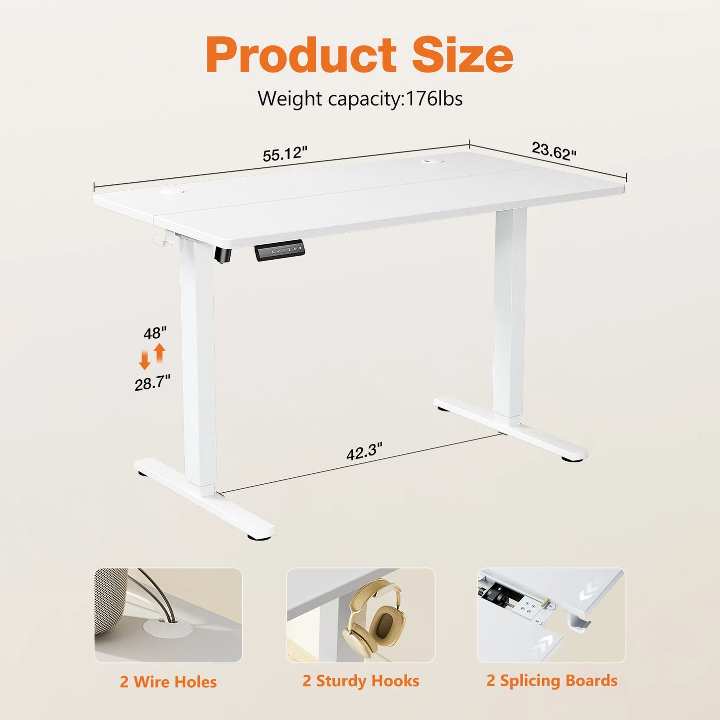 JHK Electric Standing Desk Height Adjustable Computer Desk Home Office