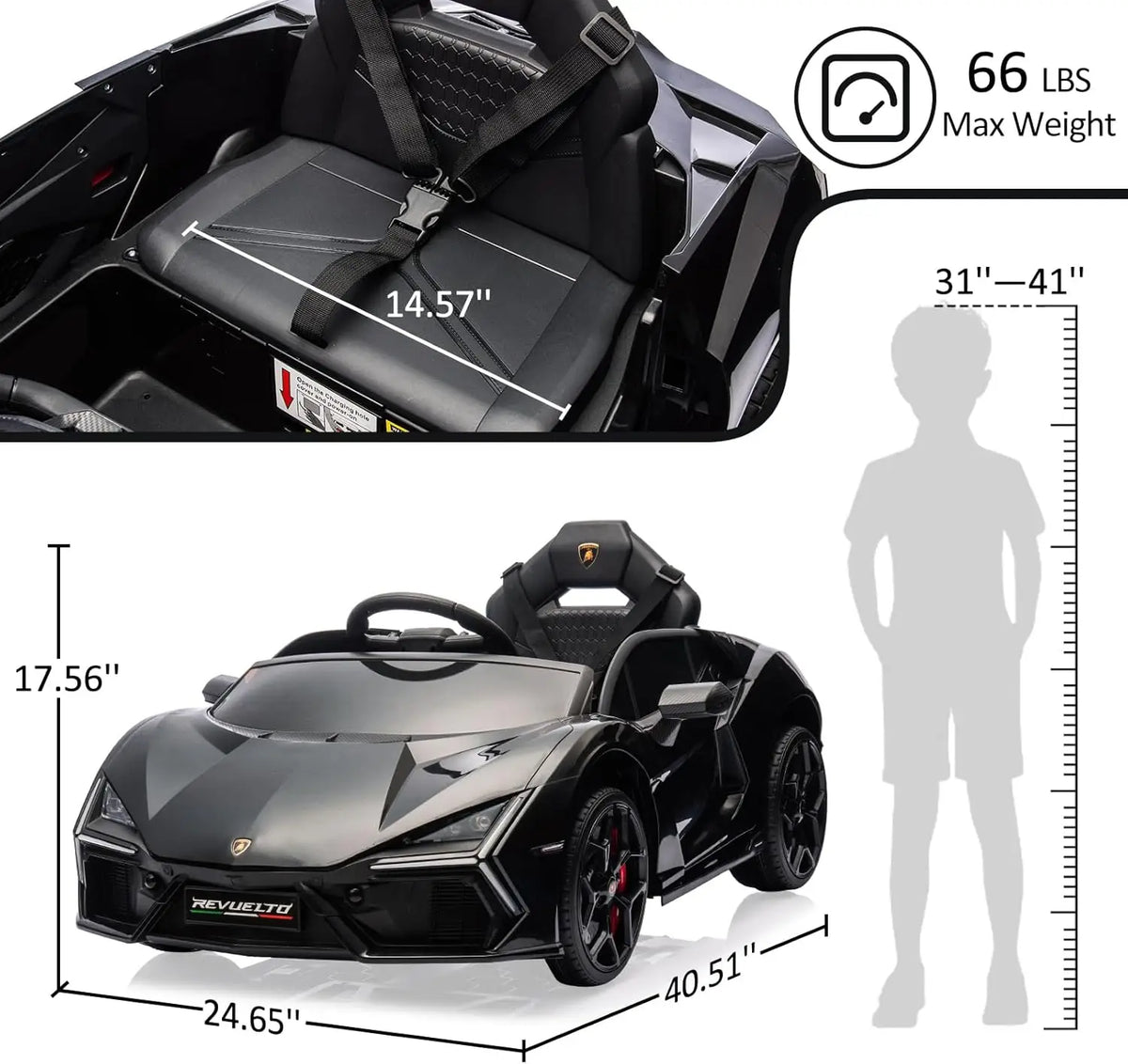 HiMISS Kids Electric Ride On Car With Bluetooth Remote Control
