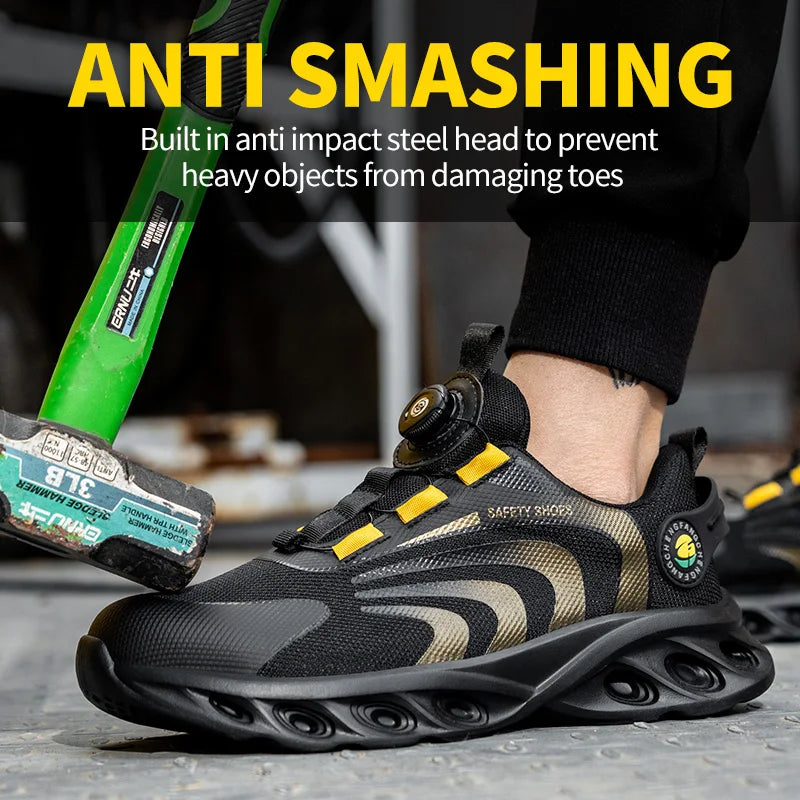 Breathable Lace Free Safety Shoes For Men Anti Puncture