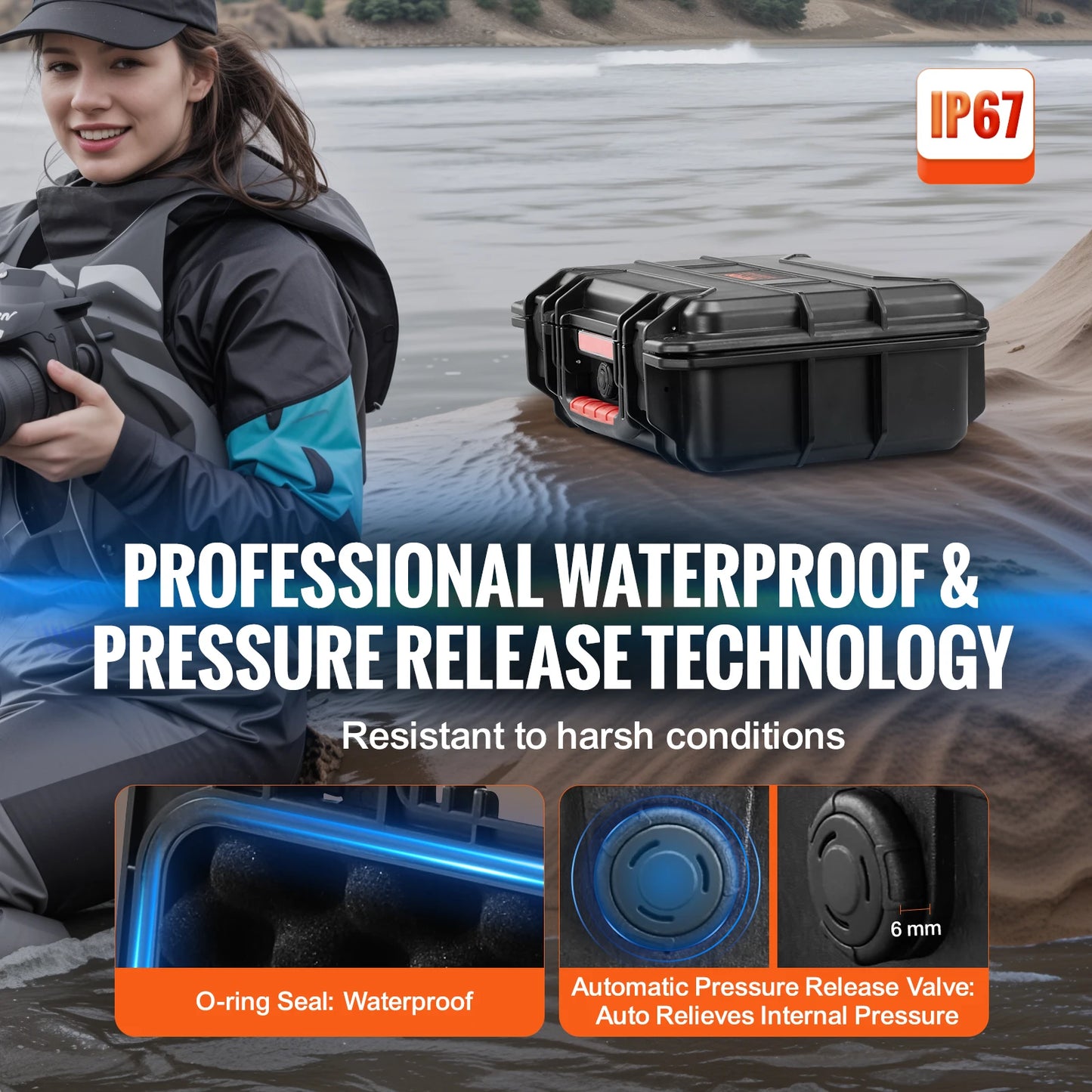SucceBuy IP67 Weatherproof Heavy Duty Protective Case With Foam