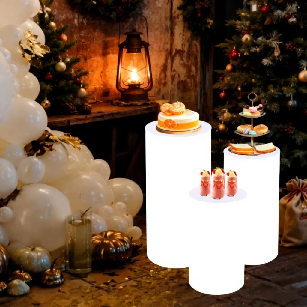 Three Piece Cylinder Pedestal Stand For Wedding Cake Display