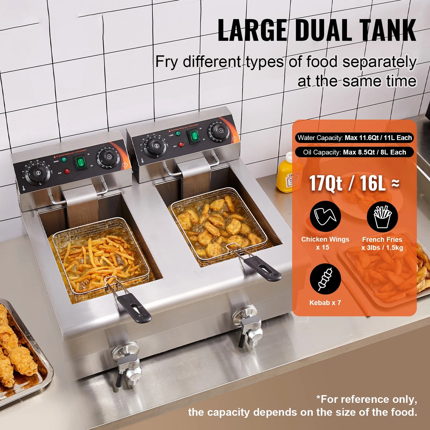 SucceBuy Electric Deep Fryer Dual Removable Tanks For Commercial Use
