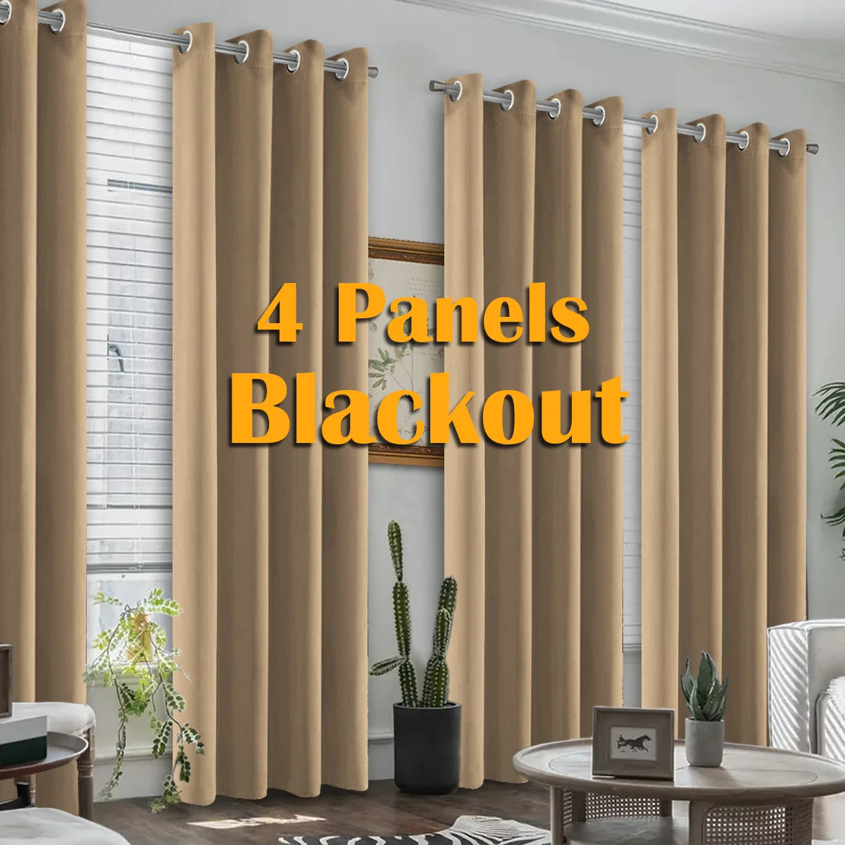 Thermal Insulated Grommet Blackout Curtains 4 Pack For Bedroom Living Room