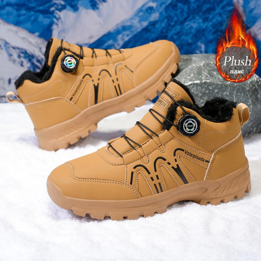 Unisex Winter Snow Boots Waterproof Leather Non Slip Lug Sole