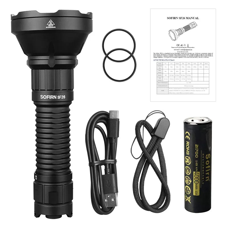 Sofirn SF26 2000lm SFT40 Rechargeable LED Tactical Flashlight