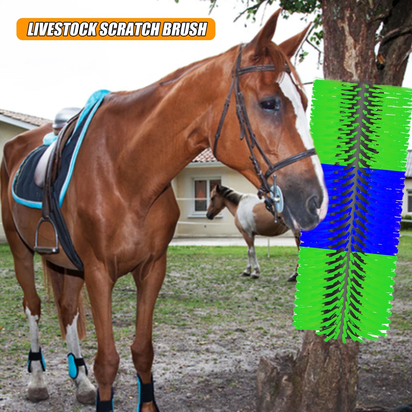 Flexible Livestock Scratching Brush Kit Heavy Duty Horse Goat Scratcher