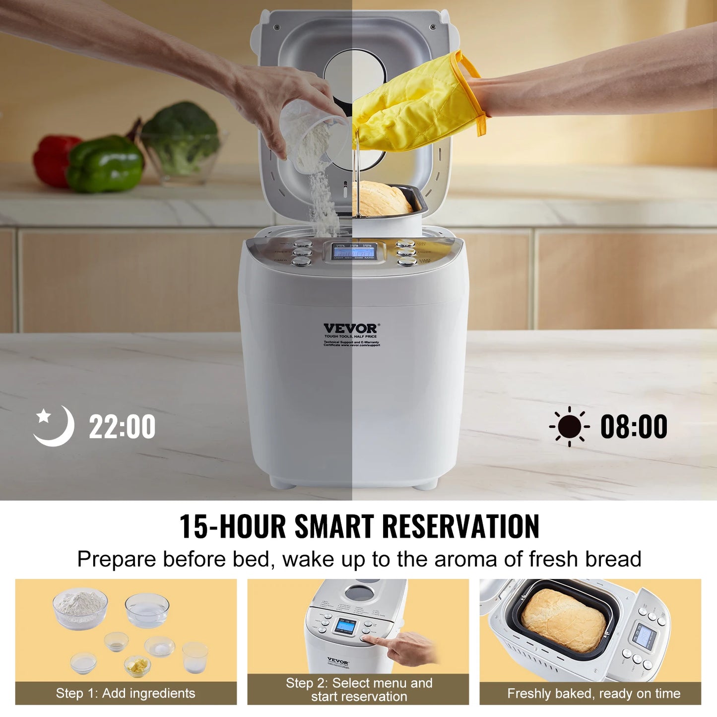 SucceBuy 15 In 1 Automatic Bread Maker With Gluten Free Setting
