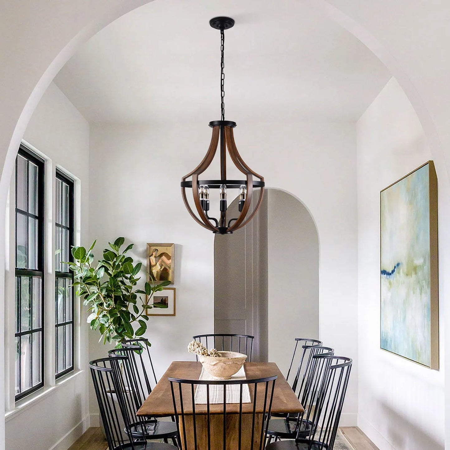 Modern Rustic Wooden Pendant Light For Kitchen And Dining