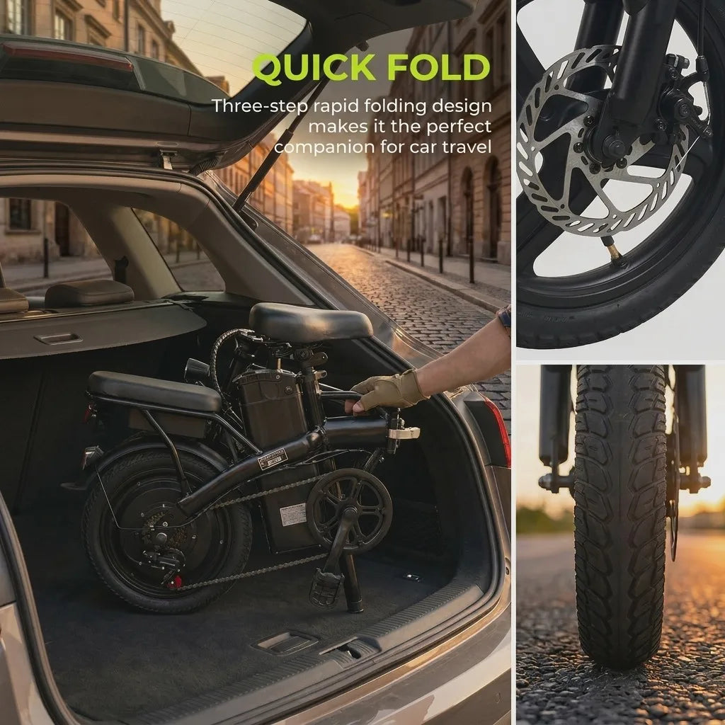 Adult 400W Folding Electric Bike With 48V Battery