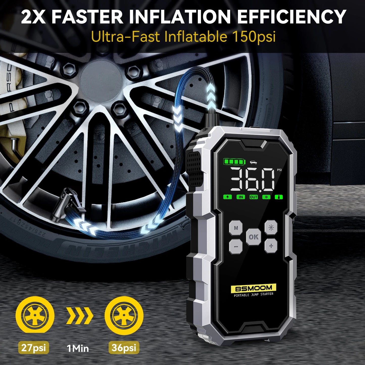 BIUBLE 7000A Car Jump Starter With Air Compressor And Flashlight