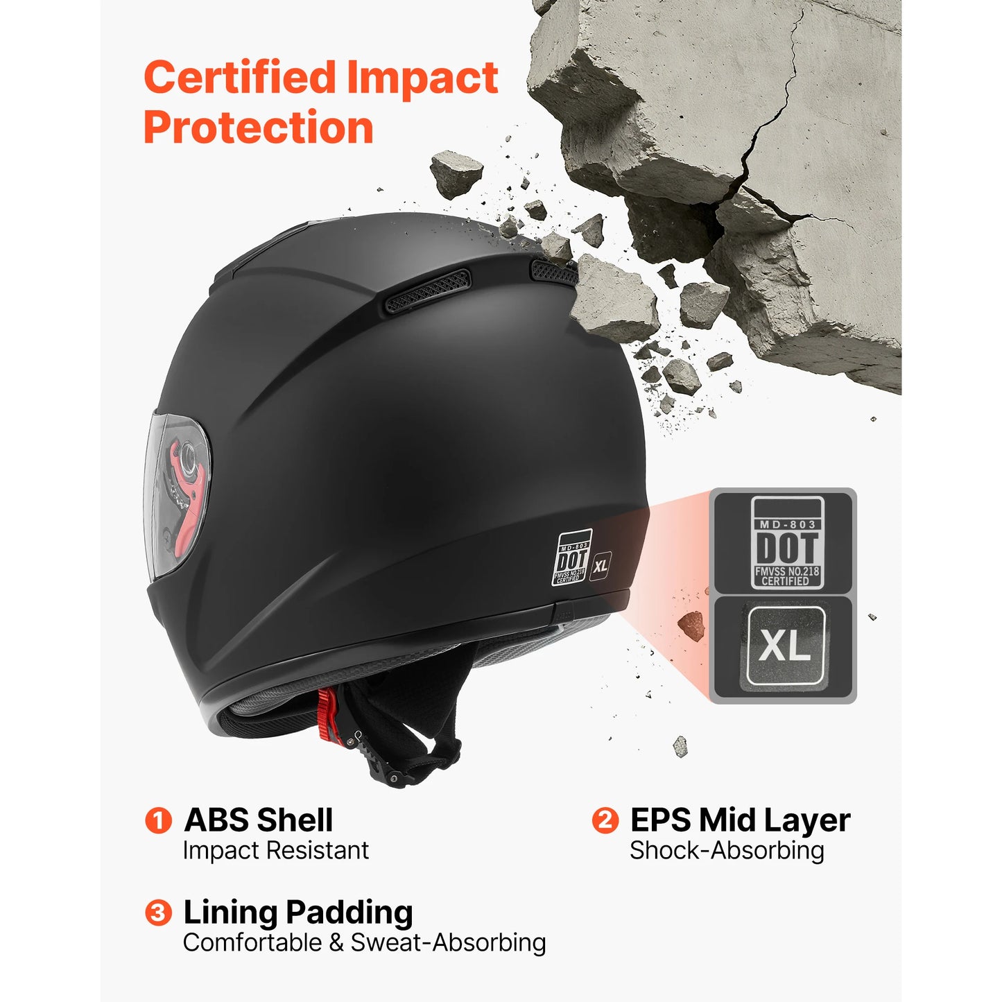 Mezokic Adult Full Face Motorcycle Helmet With Clear Visor Dot Approved