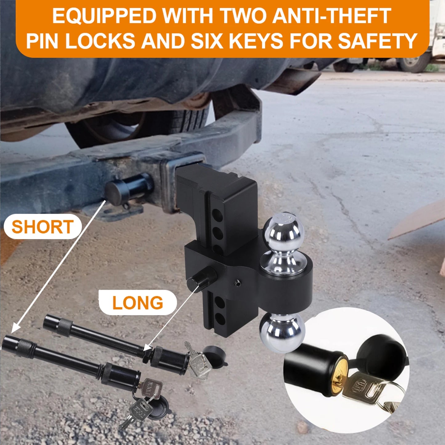 Adjustable Trailer Hitch With Dual Ball Towing Storage 12000 Lbs