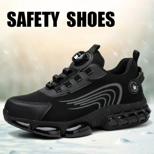 Men Steel Toe Cap NonLacing Casual Work Shoes AntiPuncture
