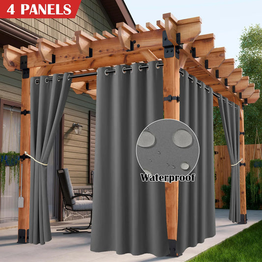 Sabalanica Waterproof Outdoor Curtains Grommet Top Sun Blocking UV Protection