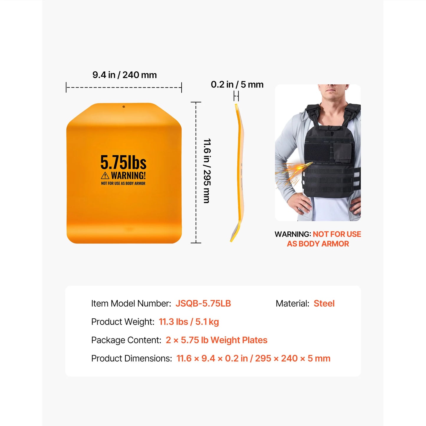 SucceBuy Curved Steel Weight Vest Plates For Strength