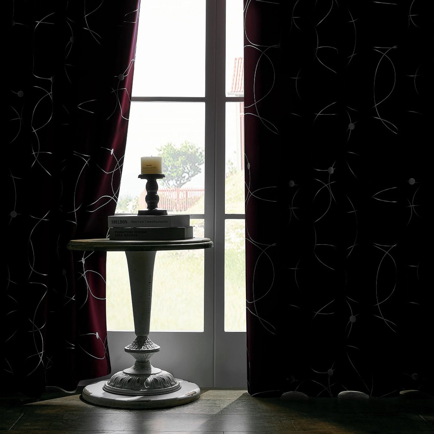 4Pcs Blackout Curtains Grommet Thermal Insulated Foil Circles Dots