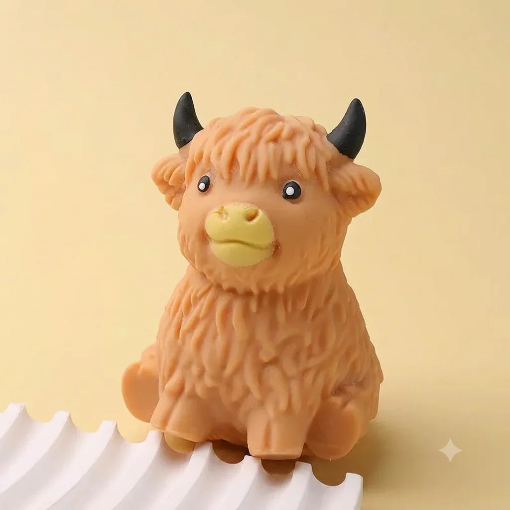 Scottish Highland Cow Squishy Fidget Toy Slow Rebound Anxiety Relief