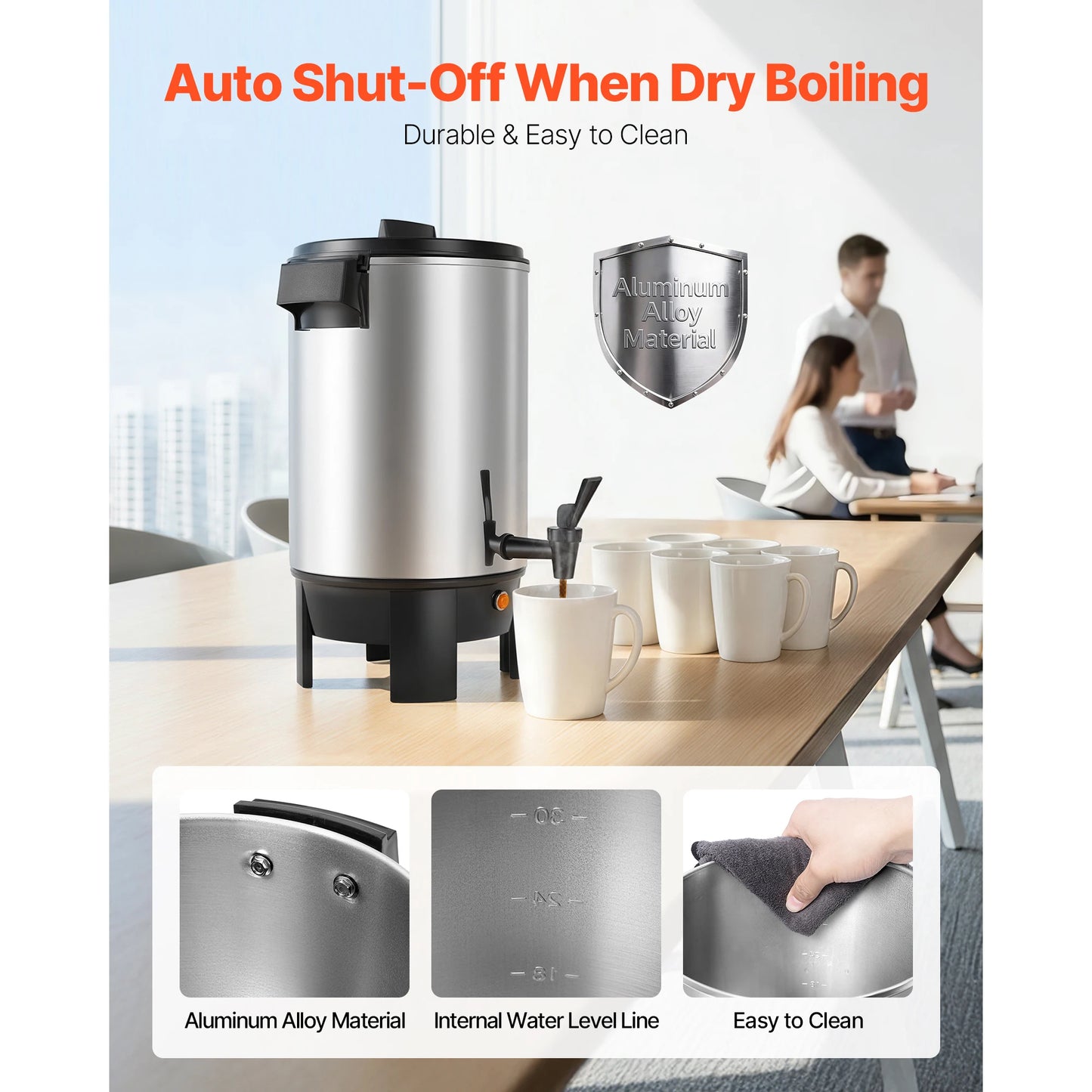 SucceBuy Commercial Coffee Urn Quick Brews Dripless Faucet For Catering