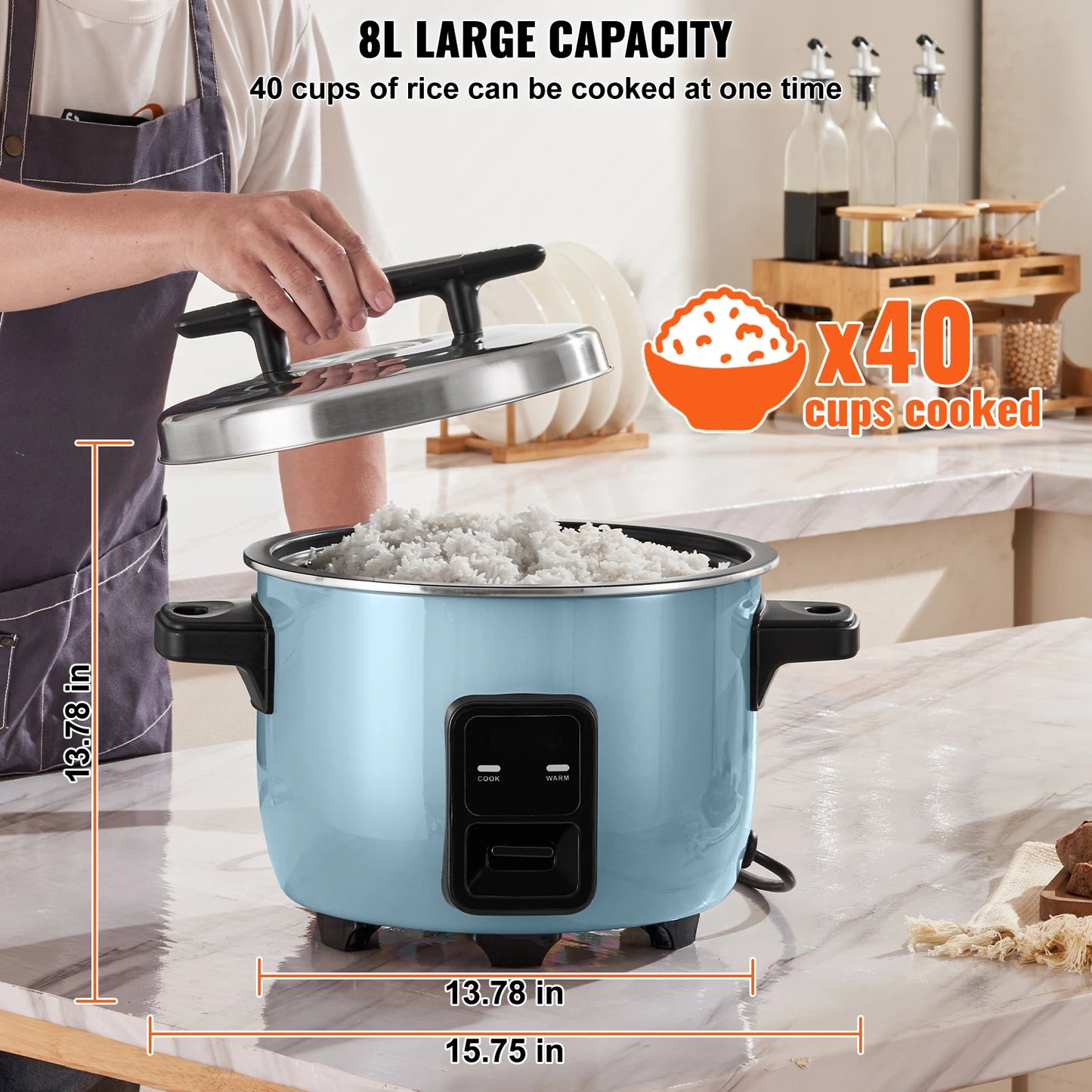 SucceBuy Commercial Rice Cooker Aluminium Nonstick Inner Pot 24 Hour Keep Warm