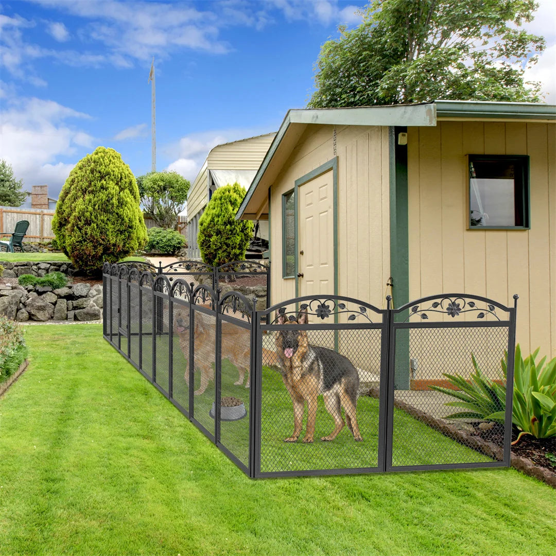 BINGOPAW 8 Panel Heavy Duty Dog Playpen Outdoor Indoor Fence With Waterproof Pad