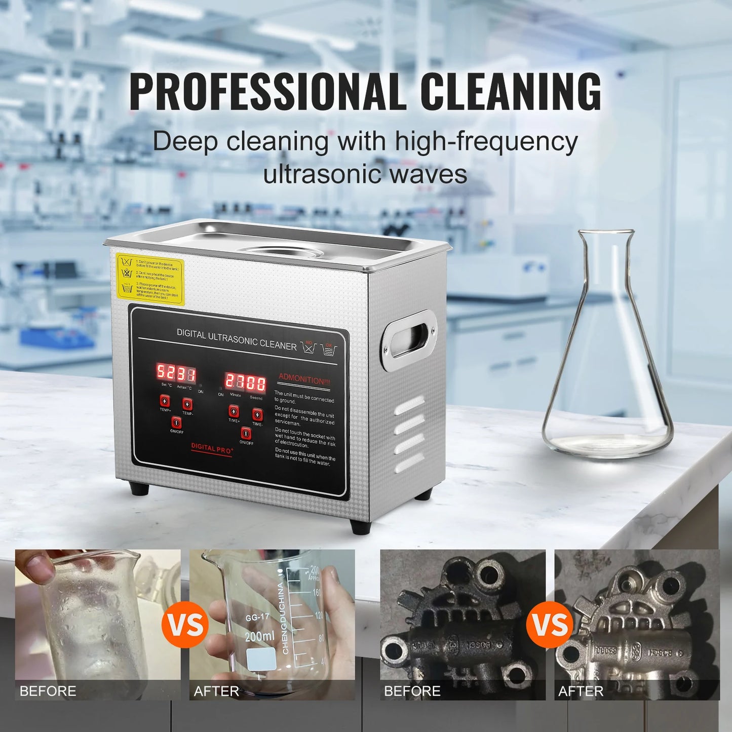 Succebuy Ultrasonic Cleaner 33-40kHz 800W Stainless Steel Home Appliance