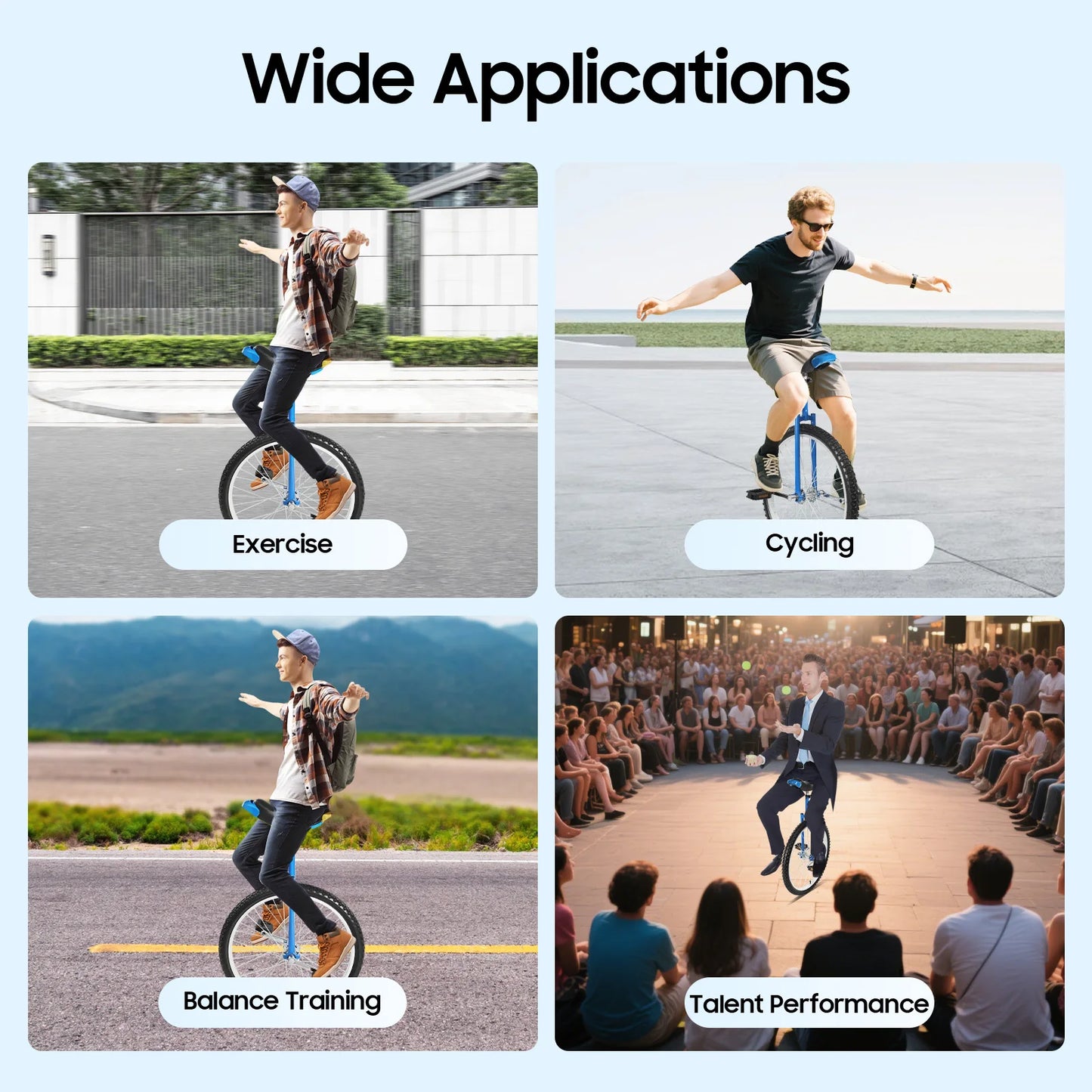Unicycle With Steel Frame Aluminum Rim Knurled Non Slip Seatpost