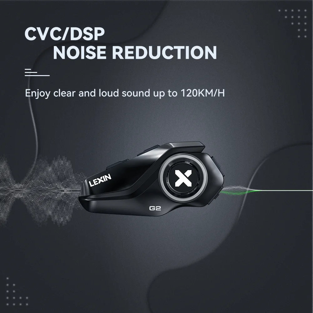 Lexin G2P Motorcycle Bluetooth Headset Intercom For Up To 6 Riders
