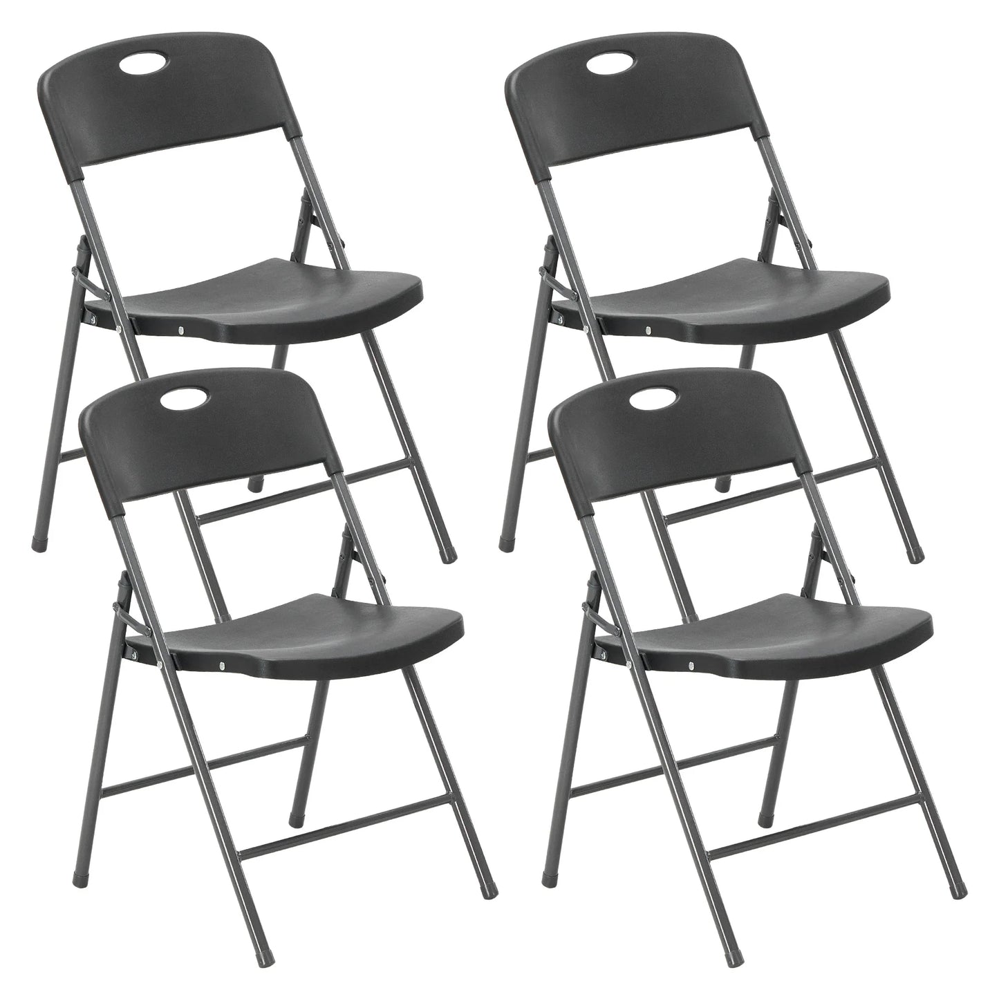 JHK Plastic Stackable Folding Chairs Heavy Duty Ergonomic Back
