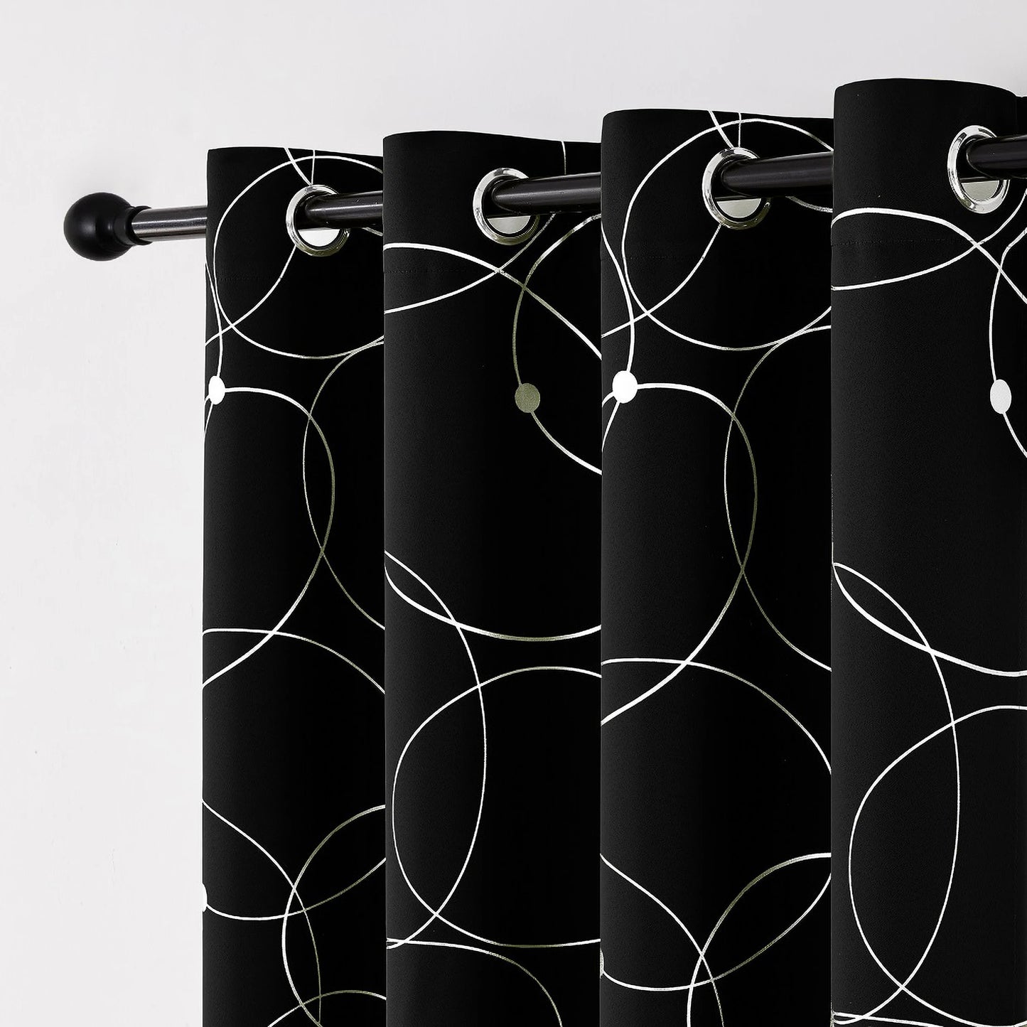 4Pcs Blackout Curtains Grommet Thermal Insulated Foil Circles Dots