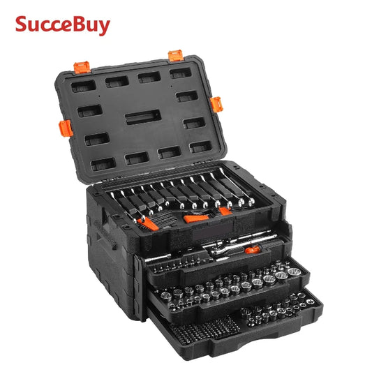 SucceBuy Mechanics Socket And Tool Kit 450 Pieces SAE Metric