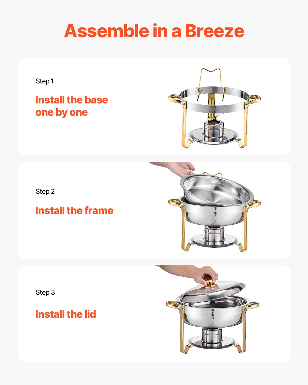 SucceBuy 4 Pack Stainless Steel Chafing Dish Buffet Set Warmer