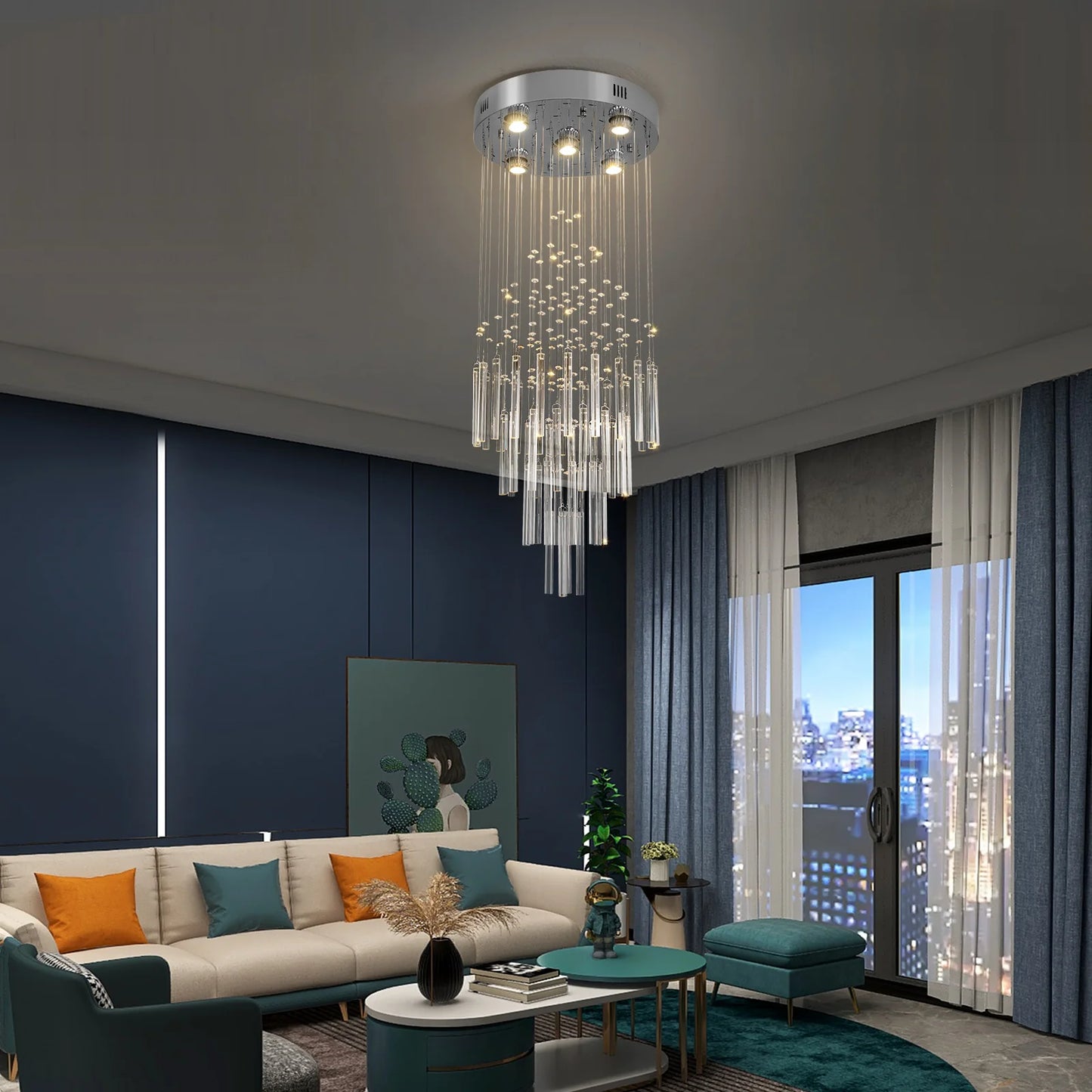GreeLustr Crystal Ceiling Chandelier Pendant Light For Living Room