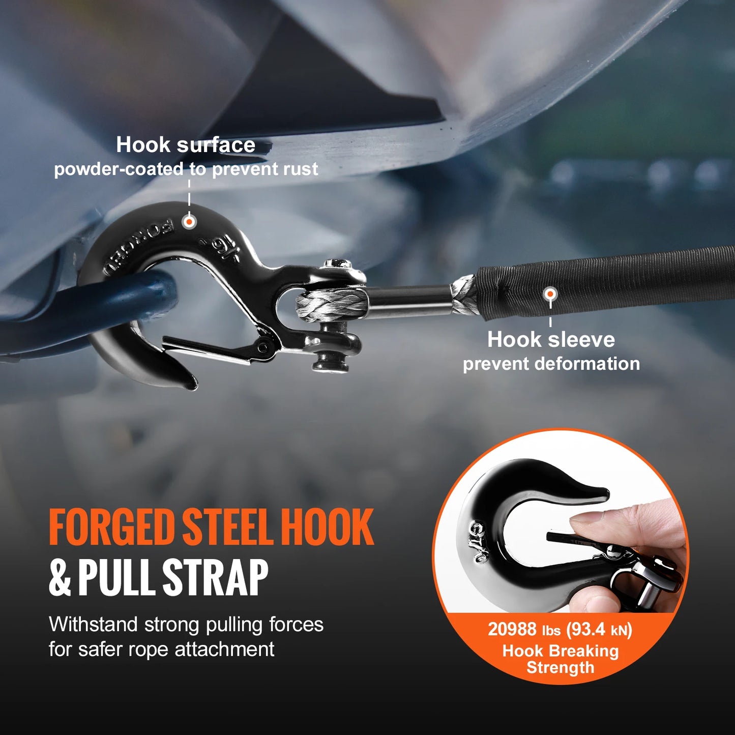 SucceBuy Synthetic Winch Rope With Forged Hook