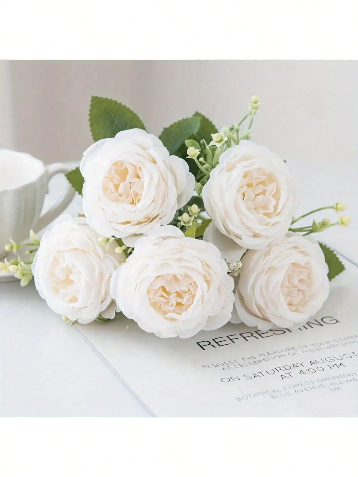 Artificial Peony Flowers 4 Pieces UV Resistant Real Touch Bouquet For Wedding