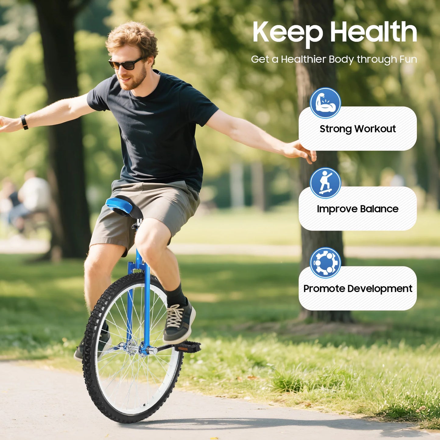 Unicycle With Steel Frame Aluminum Rim Knurled Non Slip Seatpost
