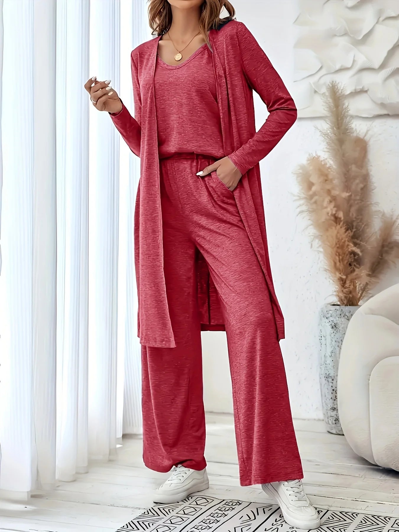 Women Plus Size Knit 3 Piece Lounge Set