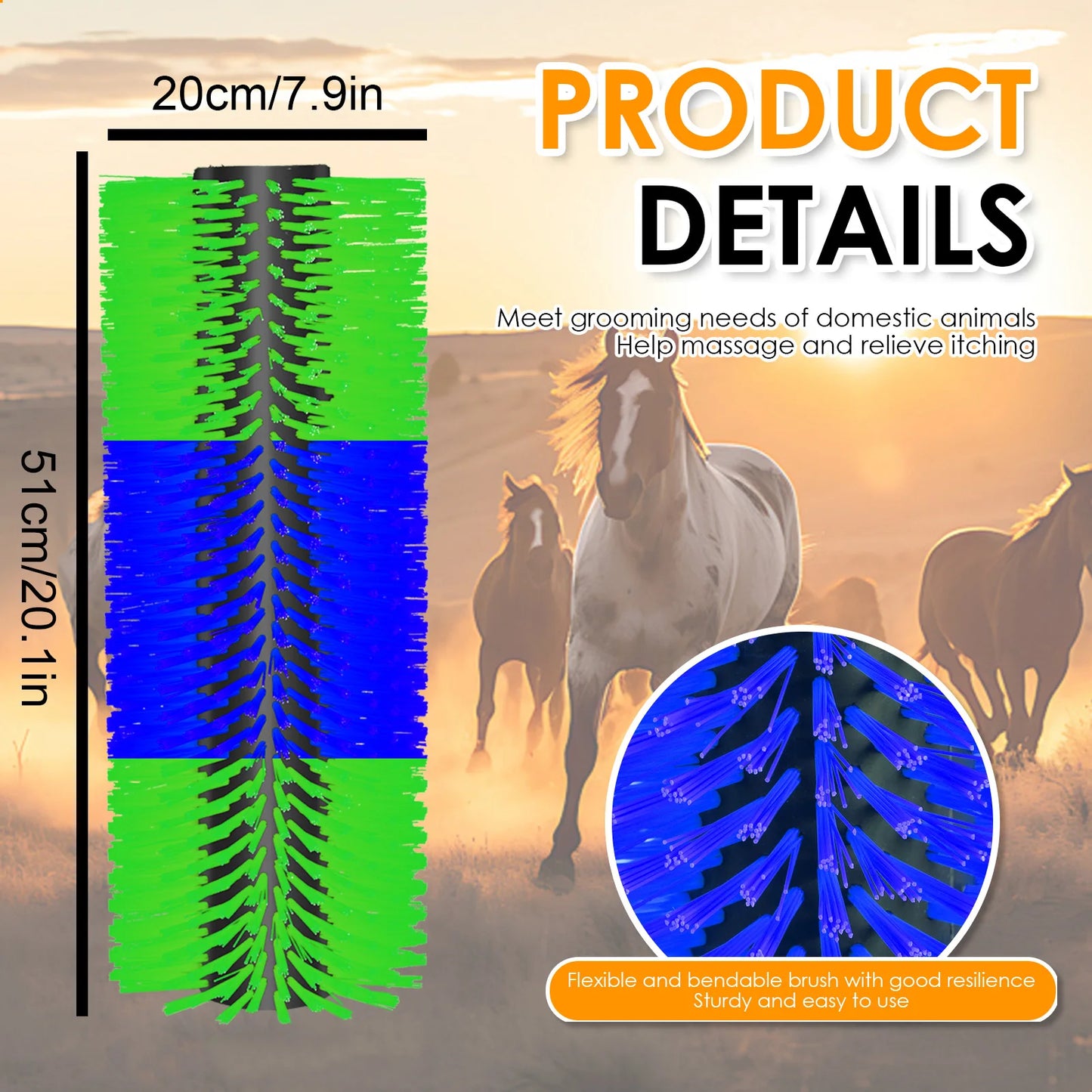 Flexible Livestock Scratching Brush Kit Heavy Duty Horse Goat Scratcher