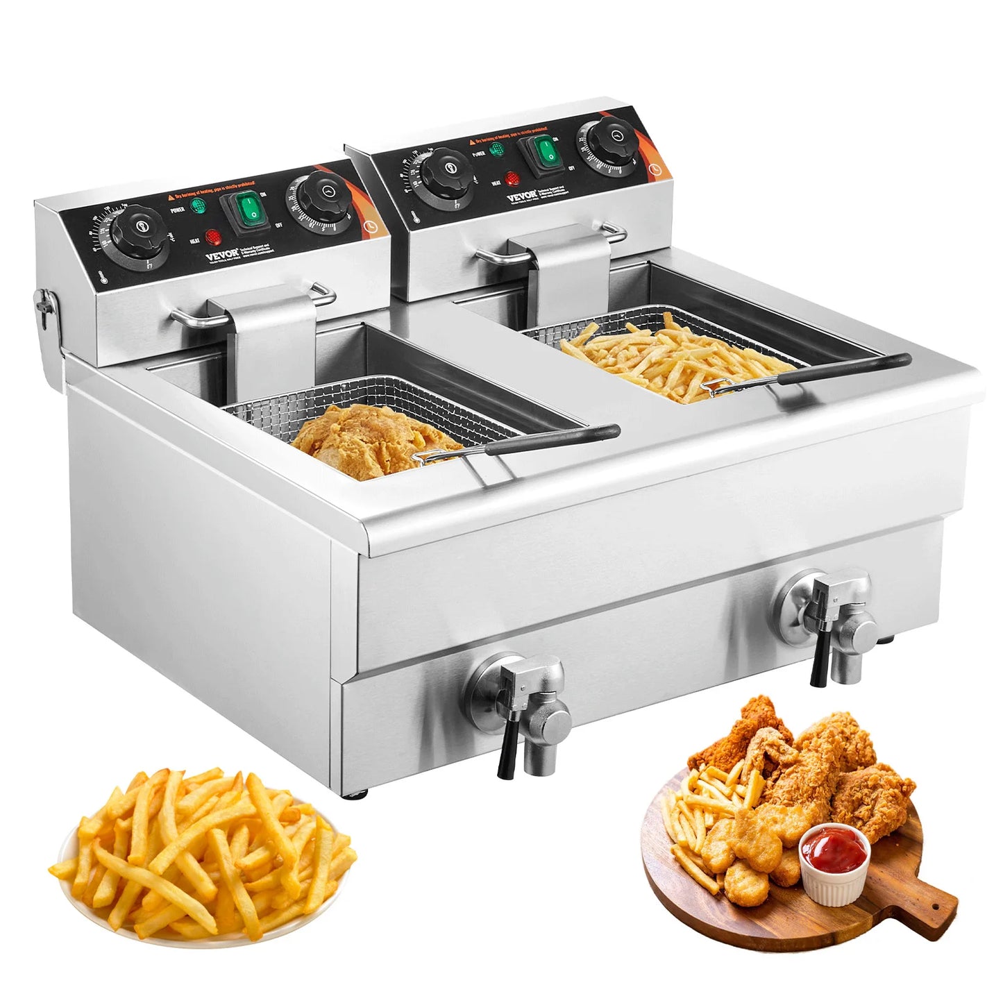 SucceBuy Electric Deep Fryer Dual Removable Tanks For Commercial Use
