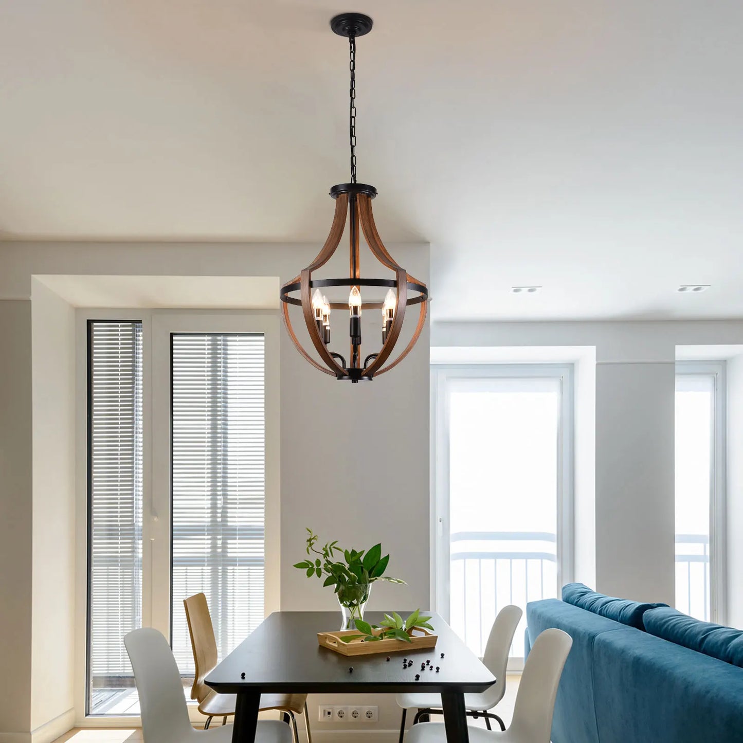 Modern Rustic Wooden Pendant Light For Kitchen And Dining